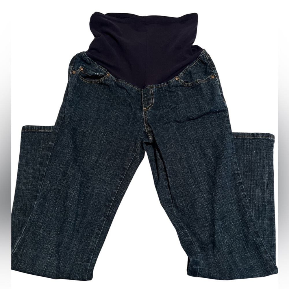 duo Maternity Bootcut Jeans Size Medium Polyester & Spandex Blue Denim Pants